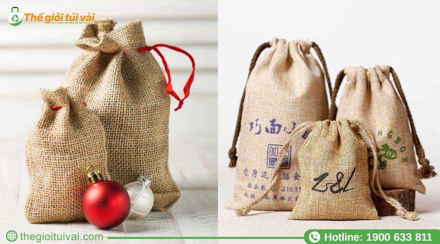 Túi đay dây rút thiết kế tiện lợi, đựng mọi vật dụng nhỏ gọn