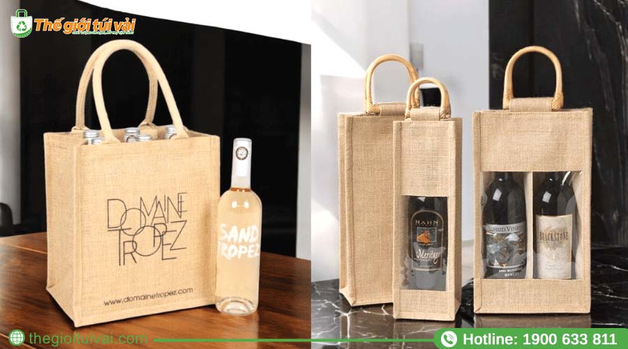 Túi vải đay đựng rượu thiết kế sang trọng, nâng tầm món quà