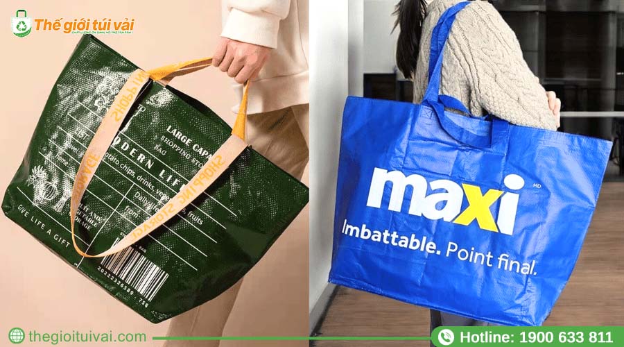 Túi vải đi chợ chất liệu PP dệt chắc chắn, chịu lực tốt