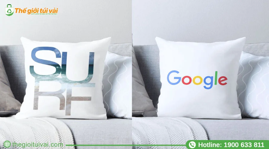 Mẫu gối sofa in ấn logo đơn giản Mẫu gối sofa in ấn logo đơn giản
