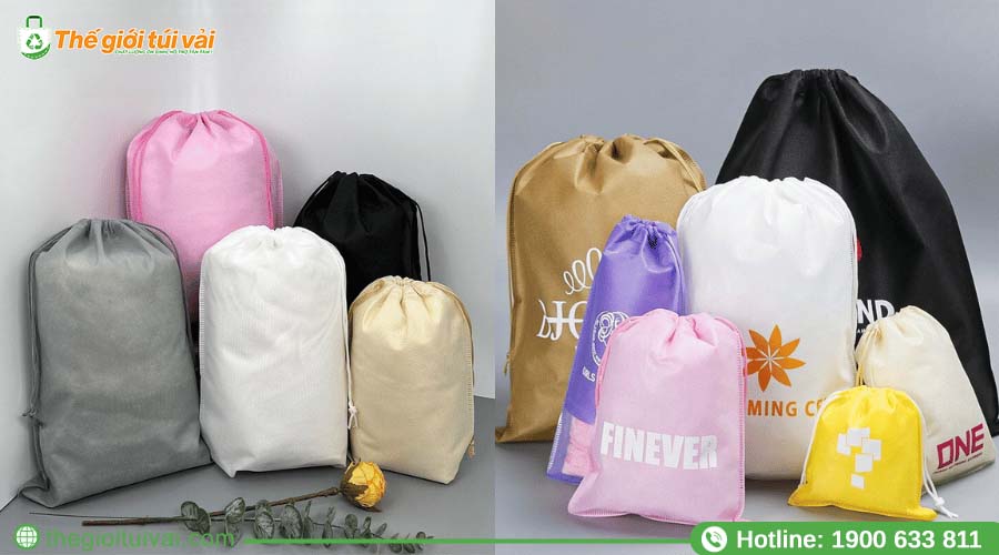 Túi vải không dệt có dây rút ở miệng túi Túi vải không dệt có dây rút ở miệng túi