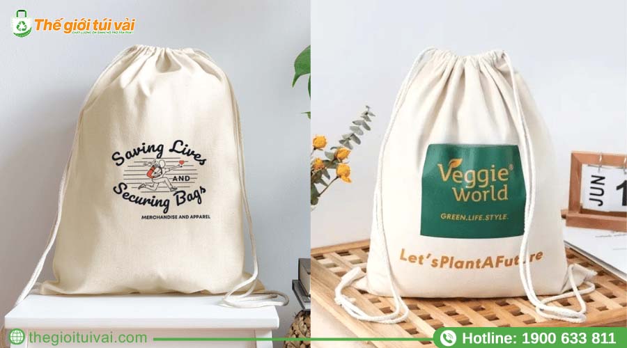 Balo rút canvas nhỏ gọn, giúp thương hiệu tiếp cận rộng rãi