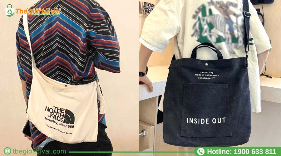 Mẫu túi canvas đeo chéo phong cách trẻ trung