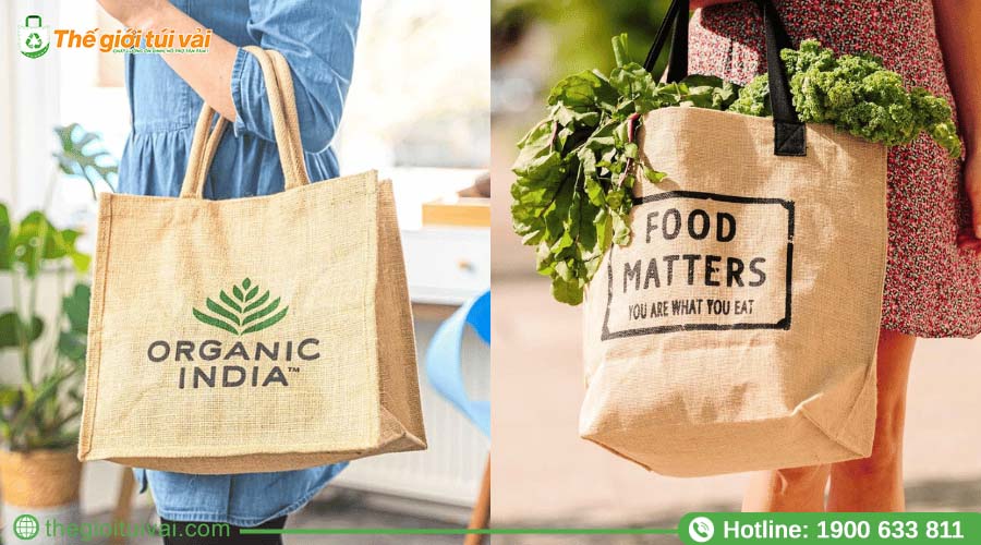 Túi sợi đay đang được sử dụng để đi chợ, đựng vật phẩm