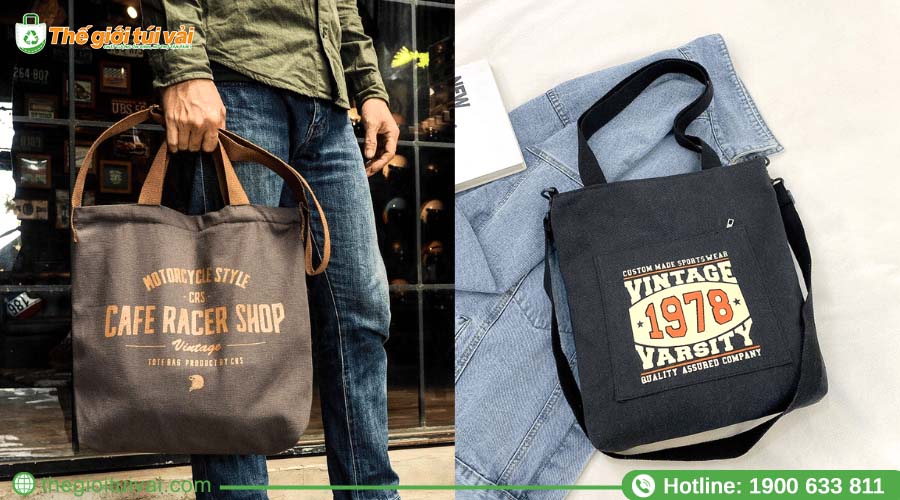 Túi đeo chéo canvas phối dây bản lớn