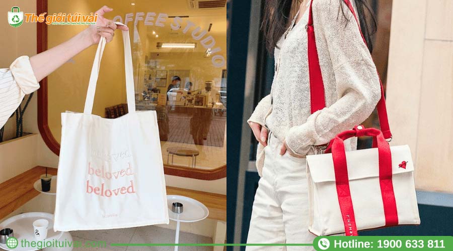 Mẫu túi đeo canvas dáng dài, thon gọn, có quai đeo vai ngắn