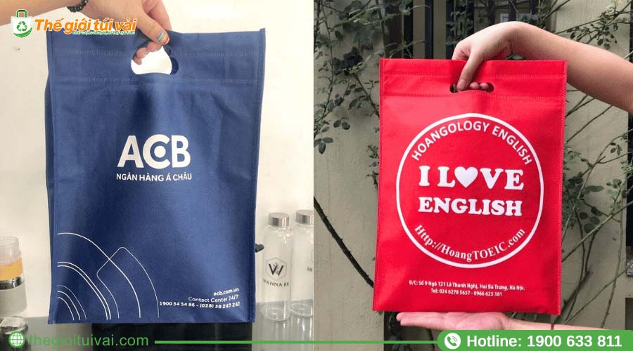 Túi vải không dệt cán màng có bề mặt bóng in logo nổi bật