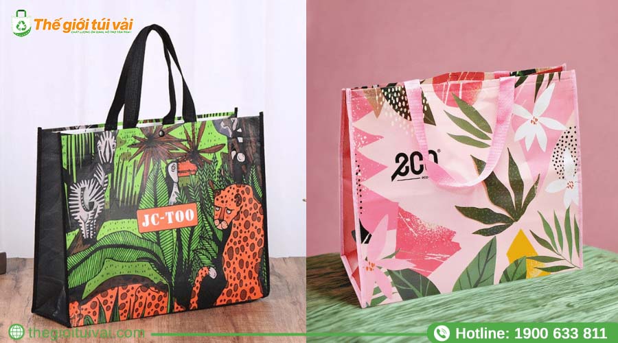 Túi vải không dệt dáng hộp nằm ngang, cán màng