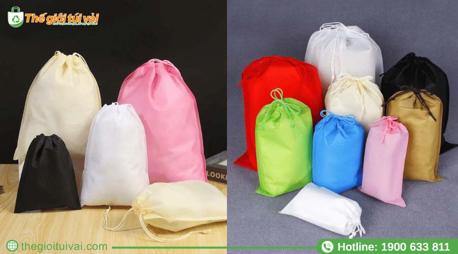 Túi vải không dệt dây rút, màu sắc trẻ trung
