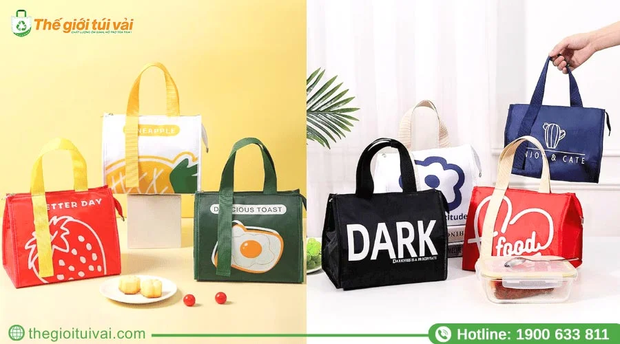 Túi đựng cơm giữ nhiệt kiểu dáng tay cầm có dây kéo tiện lợi, dễ mang theo Túi đựng cơm giữ nhiệt kiểu dáng tay cầm có dây kéo tiện lợi, dễ mang theo