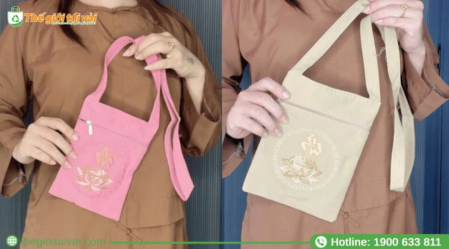 Túi vải phật giáo đựng kinh sách hình chữ nhật