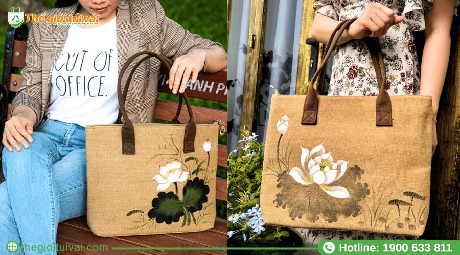 Túi vải đi chùa xách tay đơn giản