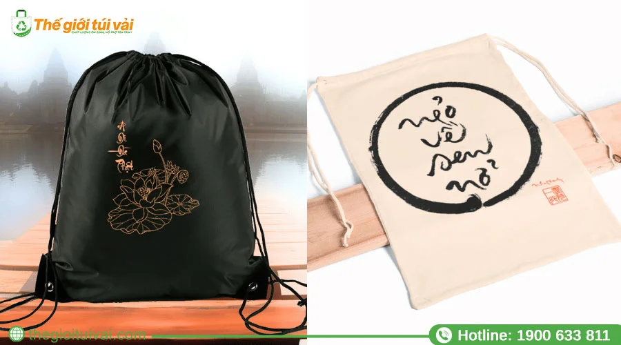 Túi vải phật giáo kiểu dáng rút dây dễ sử dụng